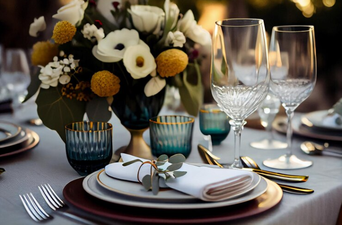 Table settings and centerpieces