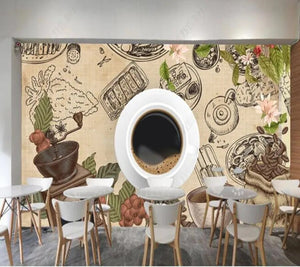 Papel de parede Dining Gourmet Coffee Shop Blackboard Restaurant Hotel 3d wallpaper,beer house kitchen mural