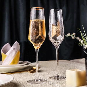 Gold, Hammered, Champagne Glasses, Wine Glasses, Goblet-Champagne Glass