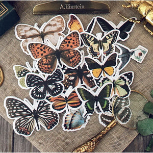 16pcs / bag cloth paper vintage butterfly material DIY scrapbooking album diary mobile phone happy plan decoration material