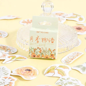 46pcs Birthday Gift Wedding Party Decoration Scrapbook Adhesive Diary Album Plant Flower Hand Account Planning Boxed Stickers