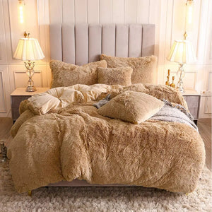 Fluffy Comforter Cover Bed Set Faux Fur Fuzzy Duvet Cover Set Luxury Ultra Soft Plush Shaggy Duvet Cover 3 Pieces