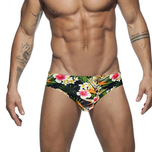 New Low Waist Swimwear Push Pad Swim Briefs Print Men Swimsuit Sexy Bathing Suit Quick Dry Summer Sport Beach Wear Surf Gay