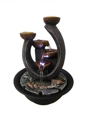 Multifunction Indoor Water Fountain & Candle Holders With LED Lights Three Tier Soothing Cascading Tabletop Fountains With Rocks