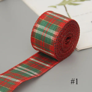 6Yards/Roll Ribbon Imitation Hemp Ribbon Wire Linen Ribbon Christmas Decoration Colorful Snowflake Plaid Christmas Ribbon