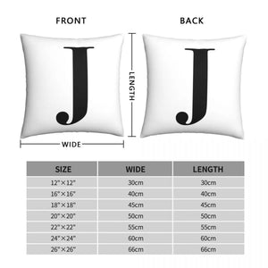 Letter J Monogram Initial Pillowcase Polyester Linen Velvet Zip Decor Room Cushion Cover Wholesale