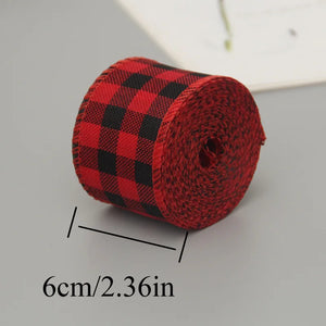 6Yards/Roll Ribbon Imitation Hemp Ribbon Wire Linen Ribbon Christmas Decoration Colorful Snowflake Plaid Christmas Ribbon