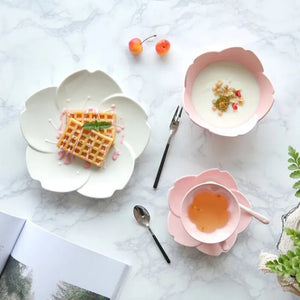 Ceramic Sakura Dinner Set Pink Kitchen Tableware Plates Flower Shape Chili Sauce Dish Plastic Plates Plates