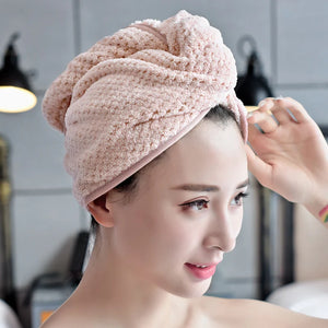 Micro Fiber Hair Towel Hair Drying Towels Quick Magic Dry Hat Cap Twist Head Towel with Button SAL99