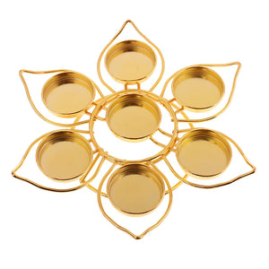 Classic Gold Alloy Lotus Flower Buddha Lamp Holder Candle Holders Decor Gift Lotus Ghee Lamp Holder Golden Cup Candle Holders