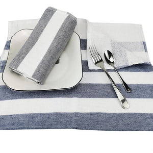 1Pcs Pure Cotton Napkin Blue Grey Striped Tea Towel Hotel Tablecloth Dining Room Kitchen Gourmet Desk Cloth Home Textile Thing