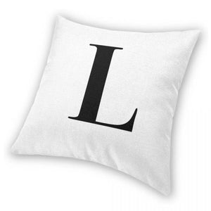 Letter L Monogram Initial Pillowcase Polyester Linen Velvet Zip Decor Throw Pillow Case Home Cushion Cover 18"