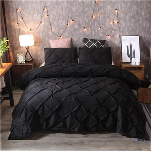 Luxury Bedding Set Pinch Pleat Comforter Bed Sets Home Textile Bed Linen High Quality  Bedspreads black White King Duvet Cover