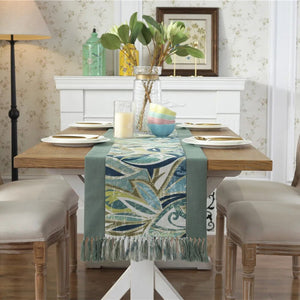 American style orange cotton and linen table runner high quality tassels dining table TV cabinet table flag elegant bed flag