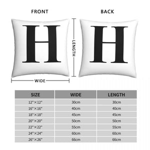 Letter H Monogram Initial Square Pillowcase Polyester Linen Velvet Pattern Zip Decor Throw Pillow Case Home Cushion Cover