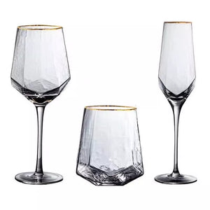 Gold, Hammered, Champagne Glasses, Wine Glasses, Goblet-Champagne Glass