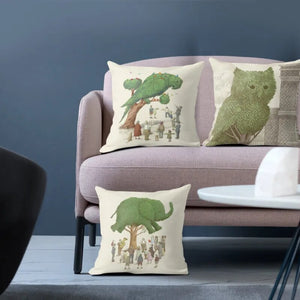 Linen Plant Cushion Covers Custom Pillow Cover for Sofa Living Room Decorative Pillows Home Decor Animals Coussin Decoratif