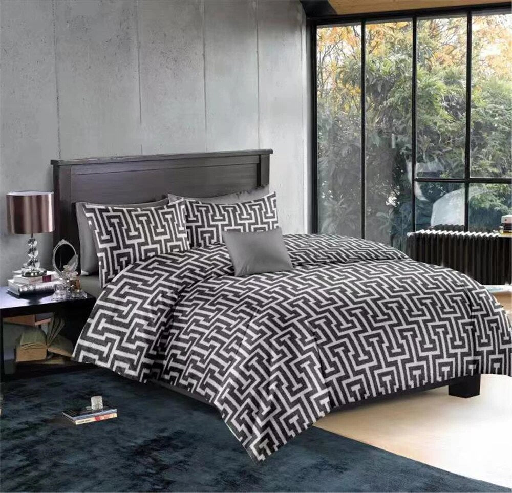 Geometric Pattern Bedding Set Duvet Cover King Queen Size Comforter Sets High Quality Bed Linen Gray Luxury Bed Linings