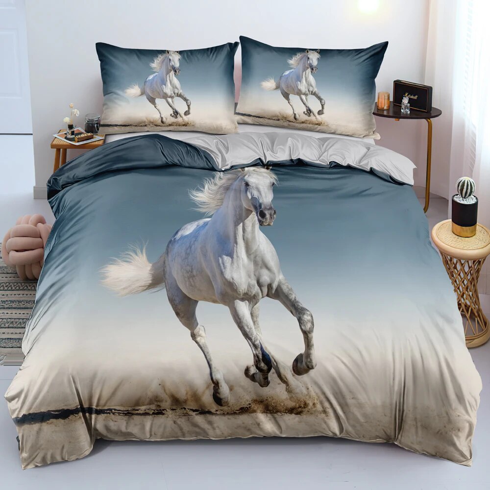 TOP QUAILTY 3D Blanket Wolf Animal Blue Black Design Horse Soft