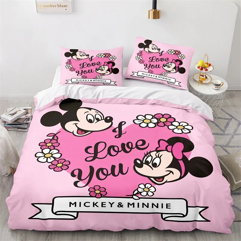 Disney Mickey Minnie Mouse Bedding Set Double Queen King Cartoon Duvet GBH Linen