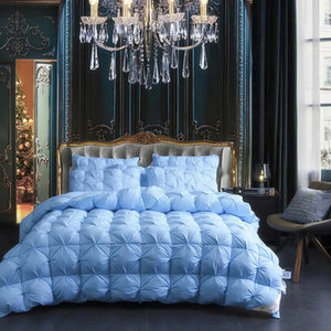 3D Luxury Quilted 100% High Rank Goose Down Duvet Quilt King Queen Full Size Comforter Winter Thick Blanket Solid Color