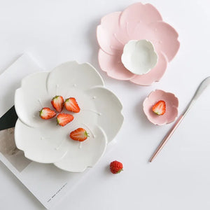 Ceramic Sakura Dinner Set Pink Kitchen Tableware Plates Flower Shape Chili Sauce Dish Plastic Plates Plates