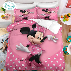 Disney Cartoon Duvet Cover Sets Mickey Minnie Mouse Quilt Cover Pillow Case Digital Printed Bedding Set Boy Girl Gift