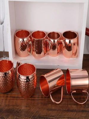 1/ 4 Pieces 550ml 18 Ounces Moscow Mule Mug Stainless Steel Hammered Copper Plated Beer Cup Coffee Cup Bar Drinkware