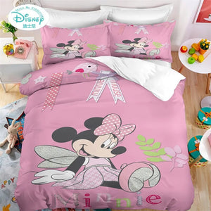 Disney Cartoon Duvet Cover Sets Mickey Minnie Mouse Quilt Cover Pillow Case Digital Printed Bedding Set Boy Girl Gift