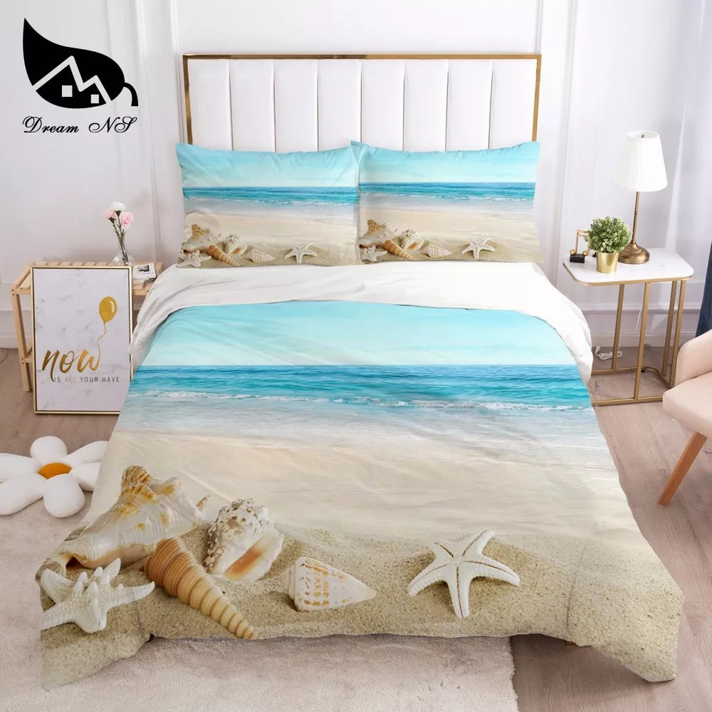 Dream NS Beach Shell Art Bedding Home Textiles Set King Queen Bedclothes Duvet Cover Bedding Set bed linen ropa de cama