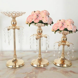 PEANDIM Gold Crystal Candle Holder Wedding Decoration Table Centerpieces Candelabra Birthday Party Flower Vase Holder Home Decor