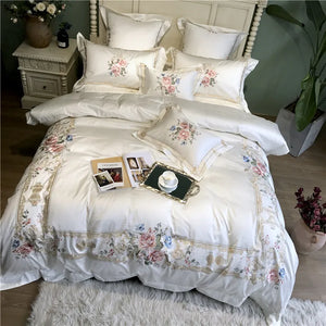 800TC Egyptian Cotton Luxury Embroidery White Bedding Set Queen King size Bed cover Duvet Cover Bed sheet set parure de lit