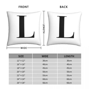 Letter L Monogram Initial Pillowcase Polyester Linen Velvet Zip Decor Throw Pillow Case Home Cushion Cover 18"