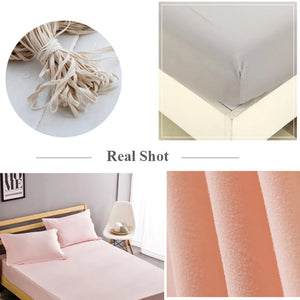 Home Textile Bedsheet Couple Mattress Cover Bed Sheet with Elastic Band Bed Linen Cotton Solid Double Queen Fitted Sheet 180x200