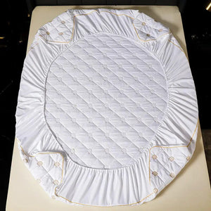 Embroidery Bed Mattress Cover Fitted Sheet Protector Pad Bed Linens with Elastic Band Quilted Thick Warm Customized Size