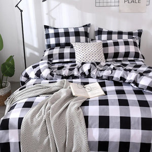 Black And White Comforter Home Textile Black Lattice Bedding Set Queen Size Cotton Bedspread King Duvet Cover