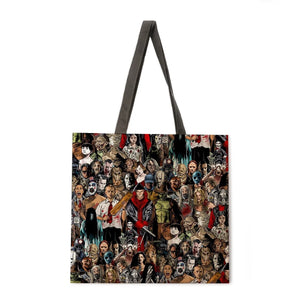 Halloween theme linen shopping bag ladies shoulder bag foldable shopping bag beach tote bag handbag