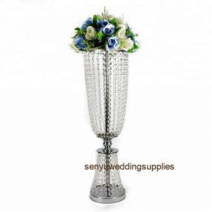 12pcs) Crystal Candle Holders Metal Candlestick Flower Vase Table Centerpiece Event Flower Rack Road Lead Wedding Decoration1333