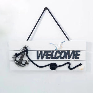 Welcome Wooden Beach Bar Sign Wall Hanging Coastal Wood Fish Ornament Bathroom WC Plaque Decoration for Home Office