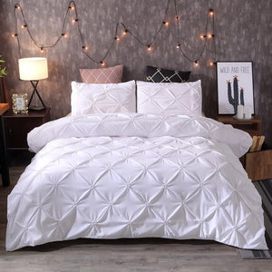 Luxury Bedding Set Pinch Pleat Comforter Bed Sets Home Textile Bed Linen High Quality  Bedspreads black White King Duvet Cover