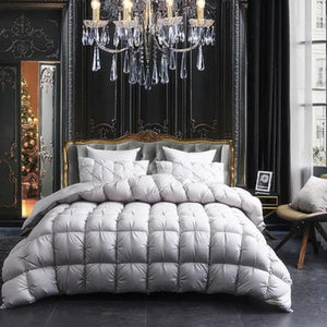 3D Luxury Quilted 100% High Rank Goose Down Duvet Quilt King Queen Full Size Comforter Winter Thick Blanket Solid Color