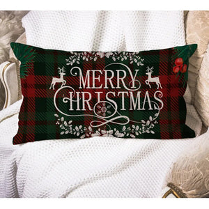 Red Green Merry Christmas Santa Designer Pattern Custom Cartoon Print Cushion Cover Pillow Case Sofa Chair Decoration Long Size