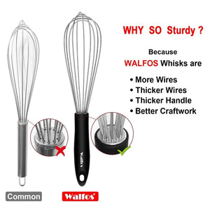 WALFOS Stainless Steel Wire Whisk Manual Egg Beater Blender Milk Cream Butter Beater Kitchen Baking Cooking Utensils Accessiores