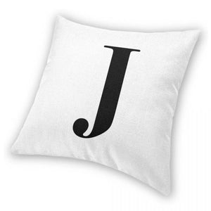 Letter J Monogram Initial Pillowcase Polyester Linen Velvet Zip Decor Room Cushion Cover Wholesale