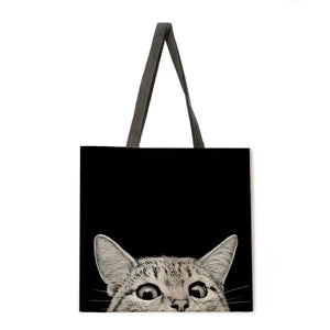 Foldable shopping bag black cat handbag lady shoulder bag lady leisure handbag outdoor beach handbag