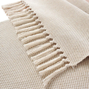 Modern Table Runner Simple Nordic Style Beige Table Flag Handmade Tassel Cotton Linen Tablecloth Bed Runners Table Decoration