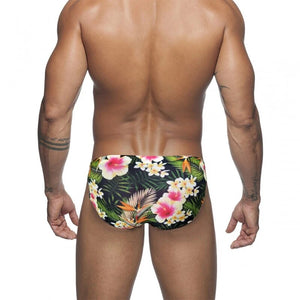 New Low Waist Swimwear Push Pad Swim Briefs Print Men Swimsuit Sexy Bathing Suit Quick Dry Summer Sport Beach Wear Surf Gay