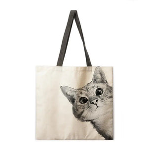 Foldable shopping bag black cat handbag lady shoulder bag lady leisure handbag outdoor beach handbag