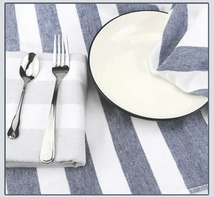 1Pcs Pure Cotton Napkin Blue Grey Striped Tea Towel Hotel Tablecloth Dining Room Kitchen Gourmet Desk Cloth Home Textile Thing