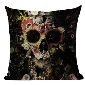 Black Pillowcase Halloween Skull custom Cushion Cover Linen Size 45*45 Printed Throw Pillows Decorative Cojines black